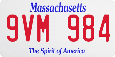 MA license plate 9VM984