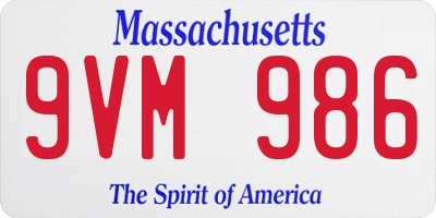 MA license plate 9VM986
