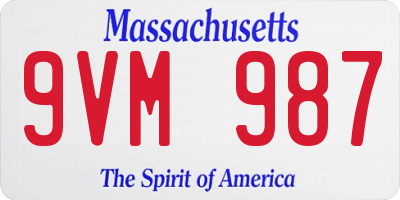 MA license plate 9VM987