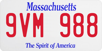 MA license plate 9VM988