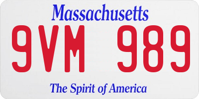 MA license plate 9VM989