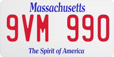 MA license plate 9VM990