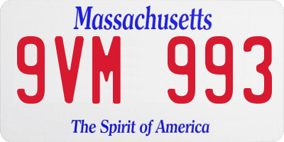 MA license plate 9VM993