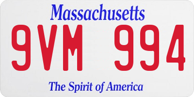 MA license plate 9VM994