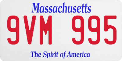 MA license plate 9VM995