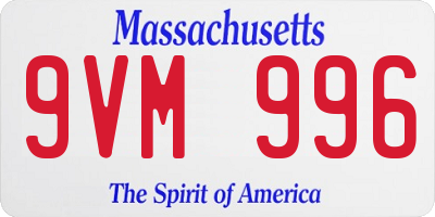 MA license plate 9VM996