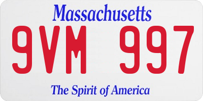 MA license plate 9VM997