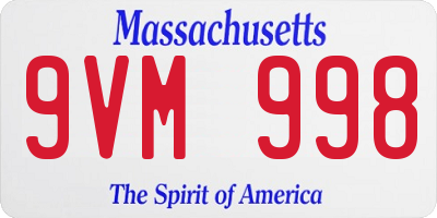 MA license plate 9VM998