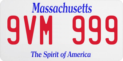 MA license plate 9VM999