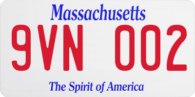 MA license plate 9VN002