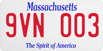 MA license plate 9VN003