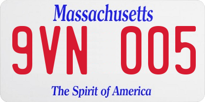 MA license plate 9VN005
