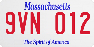 MA license plate 9VN012