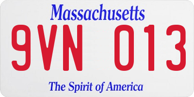 MA license plate 9VN013