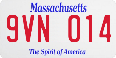 MA license plate 9VN014