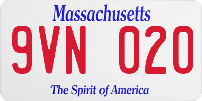 MA license plate 9VN020