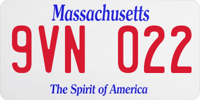 MA license plate 9VN022