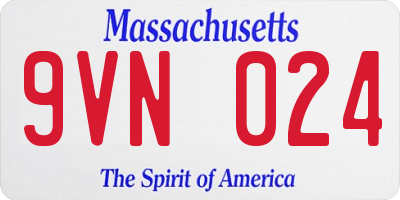 MA license plate 9VN024
