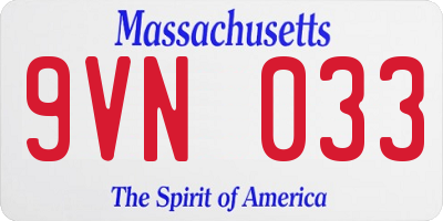 MA license plate 9VN033