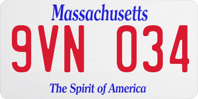 MA license plate 9VN034