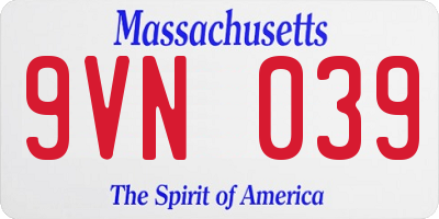 MA license plate 9VN039