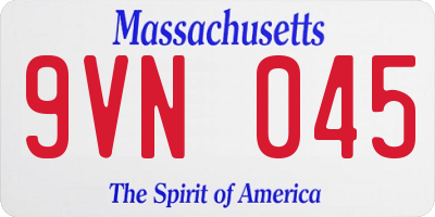 MA license plate 9VN045
