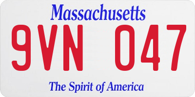 MA license plate 9VN047