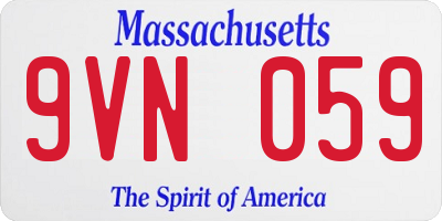 MA license plate 9VN059