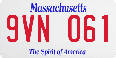 MA license plate 9VN061
