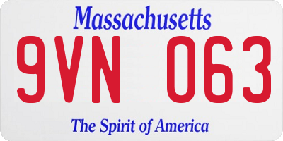 MA license plate 9VN063