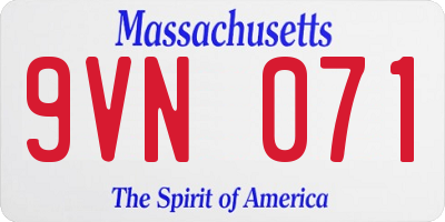 MA license plate 9VN071
