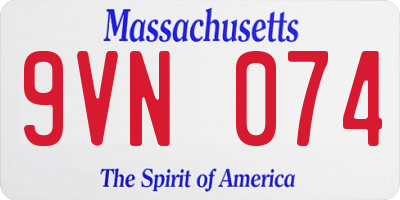 MA license plate 9VN074