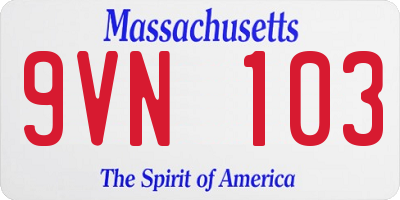 MA license plate 9VN103