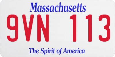 MA license plate 9VN113
