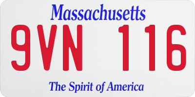 MA license plate 9VN116