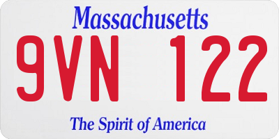 MA license plate 9VN122