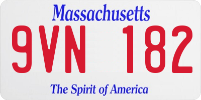MA license plate 9VN182