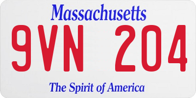 MA license plate 9VN204