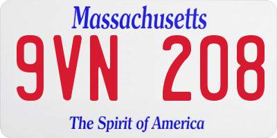 MA license plate 9VN208