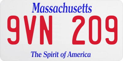 MA license plate 9VN209