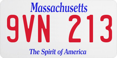 MA license plate 9VN213