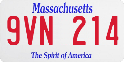 MA license plate 9VN214