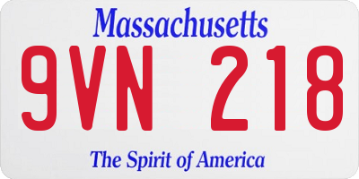 MA license plate 9VN218