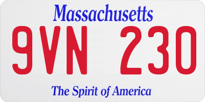 MA license plate 9VN230
