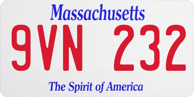 MA license plate 9VN232