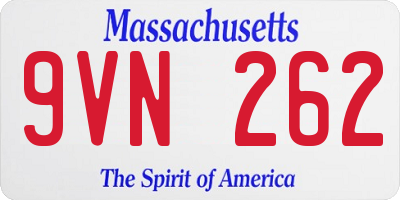 MA license plate 9VN262