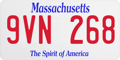 MA license plate 9VN268