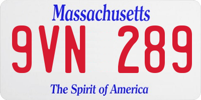 MA license plate 9VN289