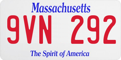 MA license plate 9VN292
