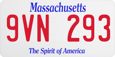 MA license plate 9VN293